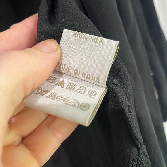 Talitha Kimono 3/4 Sleeve Silk Embroidered Floral Black Small Western Indian - Picture 10 of 15